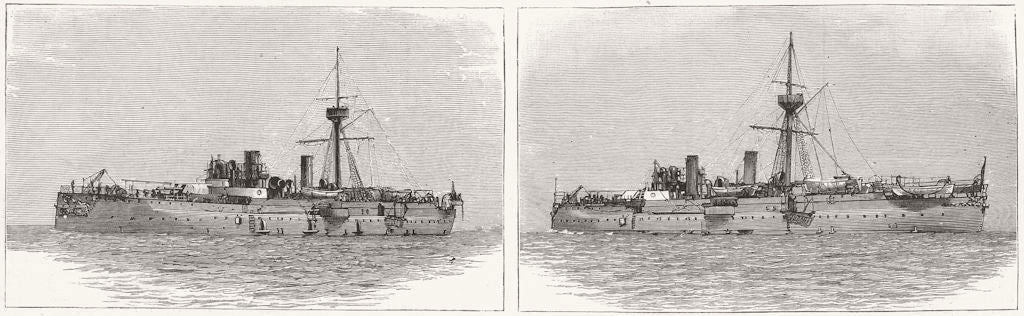 SPITHEAD. Chinese Navy ironclads. Lai Yuan, King 1887 old antique print